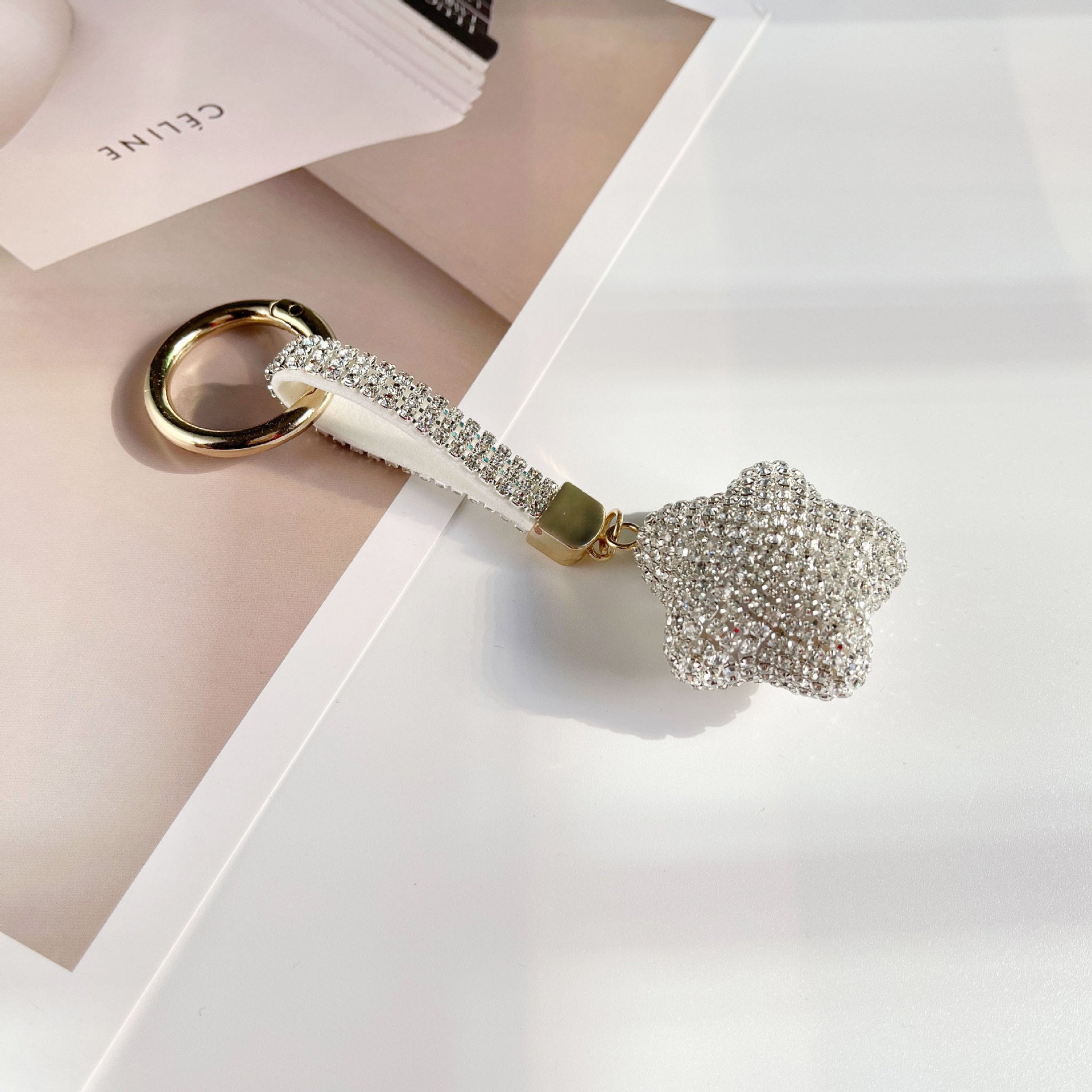 Wholesale Full Set Diamond Five Pointed Star Keychains